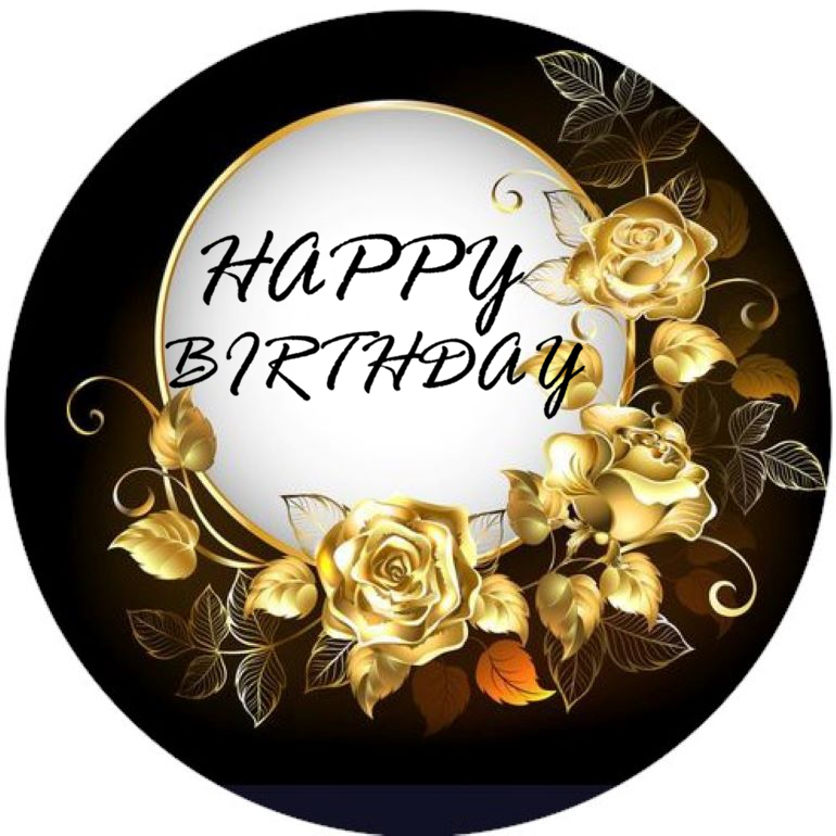 Opłatek na tort Urodziny Ramka Kwiaty  Happy Birthday