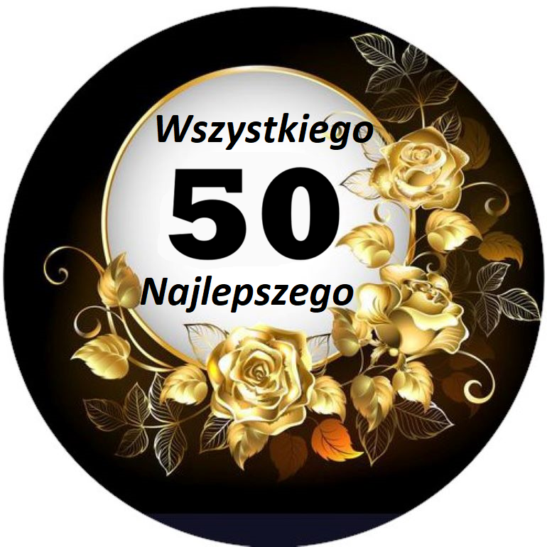 OPŁATEK NA TORT 50 URODZINY KWIATY RAMKA BOHO