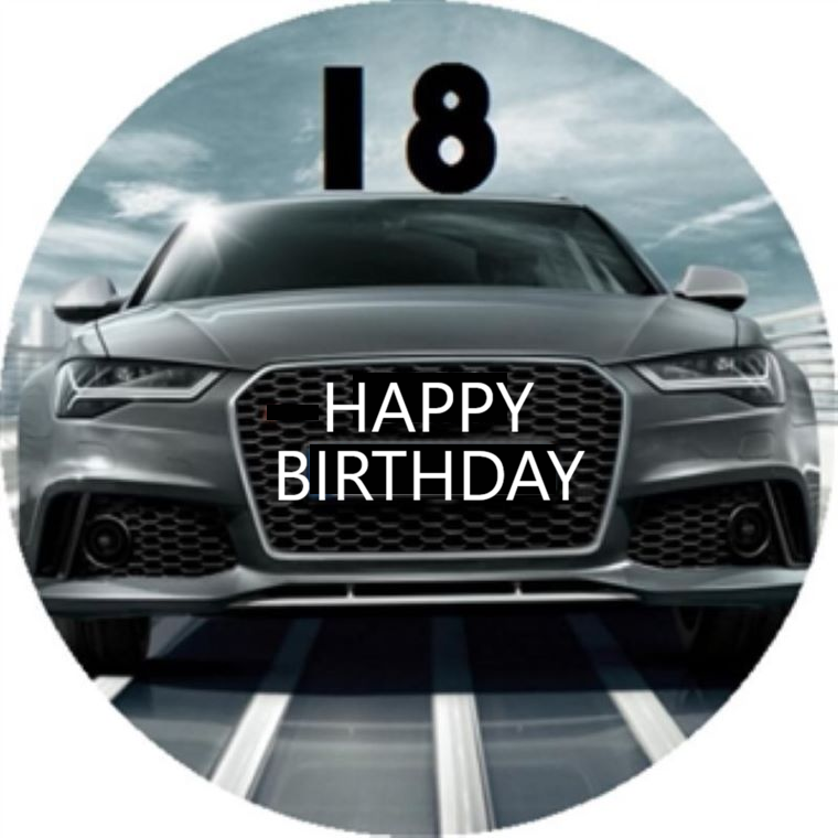 OPLATEK NA TORT 18 URODZINY AUDI SAMOCHÓD HAPPY BIRTHDAY
