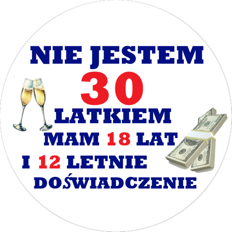 OPŁATEK NA TORT 30 URODZINY WHISKY DRINK DOLAR NOMINAŁ