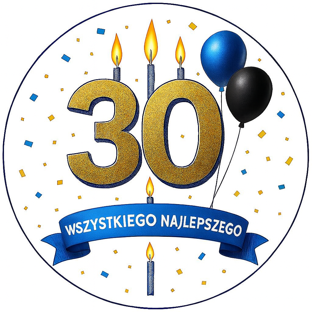 OPŁATEK NA TORT 30 URODZINY BALON ŚWIECZKA