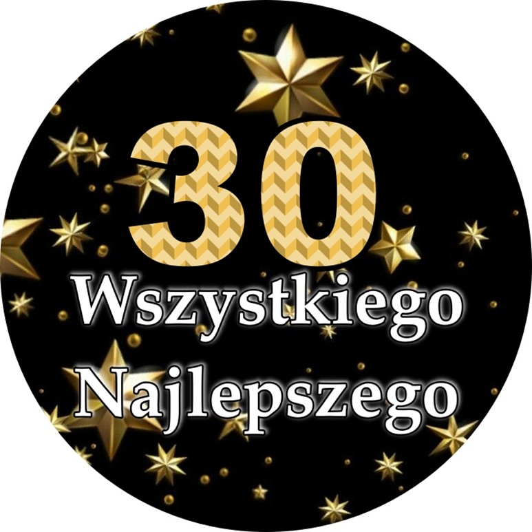 OPŁATEK NA TORT 30 URODZINY CZARNY