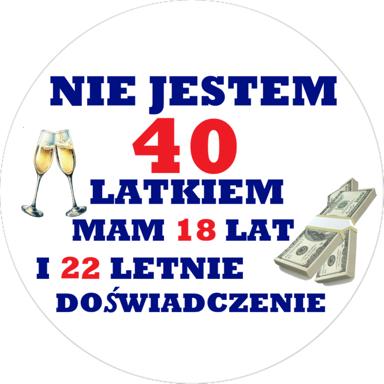 OPŁATEK NA TORT 40 URODZINY DOLAR NOMINAŁ WHISKY DRINK