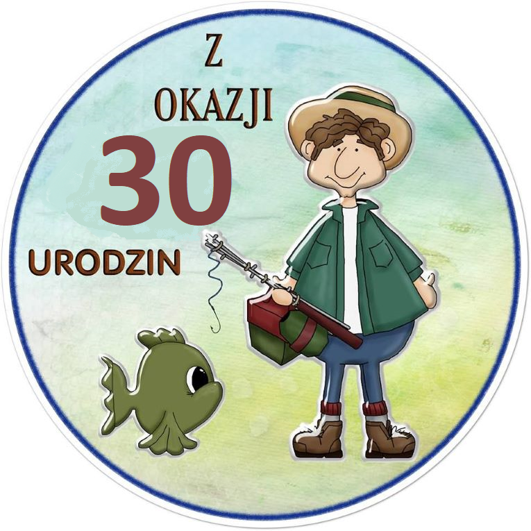 OP[ŁATEK NA TORT 30 URODZINY WĘDKARZ RYBA WĘDKA