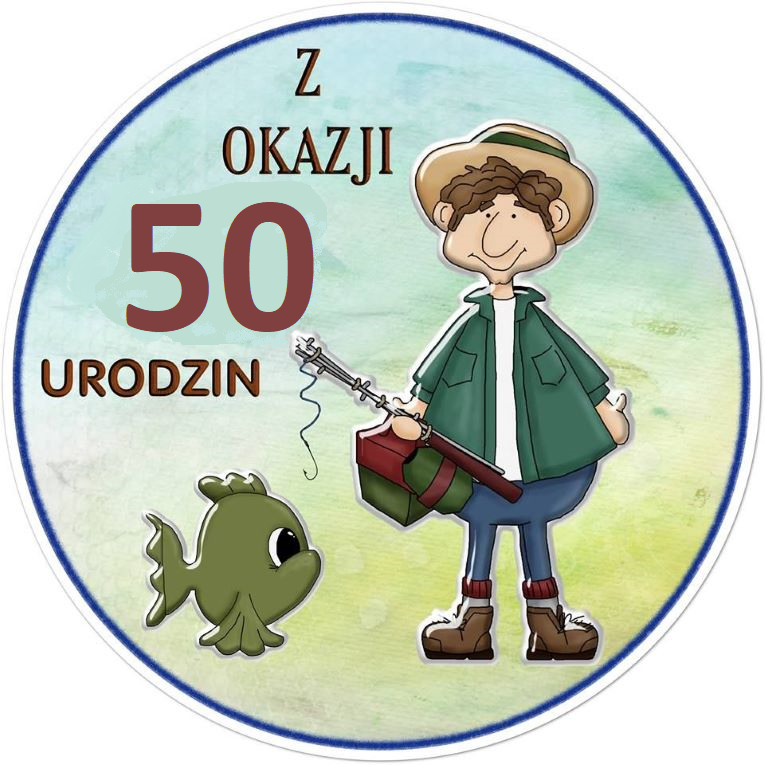 OPŁATEK NA TORT URODZINY 50 WĘDKARZ RYBA WĘDKA 1 OPŁATEK NA TORT URODZINY 50 WĘDKARZ RYBA WĘDKA