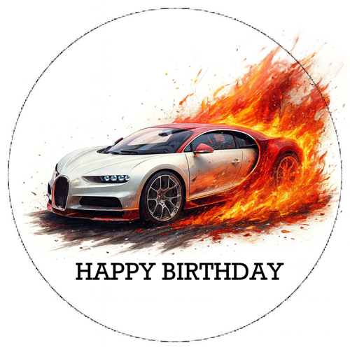 OPŁATEK NA TORT BUGATTI AUTO SAMOCHÓD SPORT HAPPY BIRTHDAY