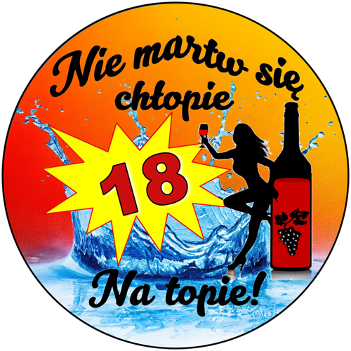 OPŁATEK NA TORT URODZINY 18 KOBIETA POSTAĆ DRINK 1 OPŁATEK NA TORT URODZINY 18 KOBIETA POSTAĆ DRINK
