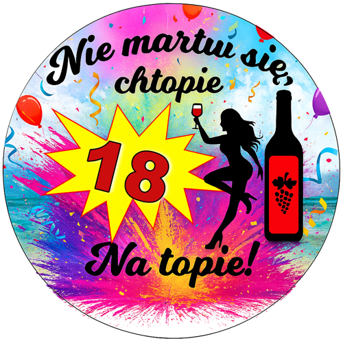 OPŁATEK NA TORT URODZINY 18 KOBIETA POSTAĆ DRINK PARTY 1 OPŁATEK NA TORT URODZINY 18 KOBIETA POSTAĆ DRINK PARTY