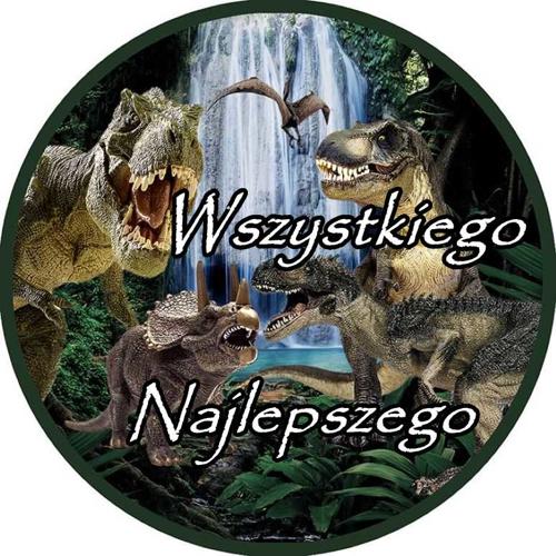 OPŁATEK NA TORT DINOZAUR DRAPIEŻNIK T-REX TEKST