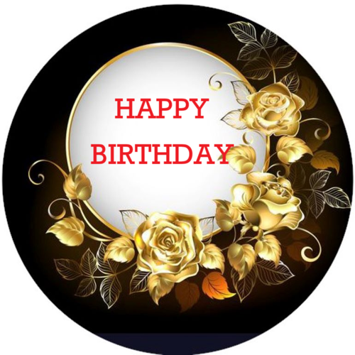 OPŁATEK NA TORT HAPPY BIRTHDAY RAMKA KWIATY RÓŻE