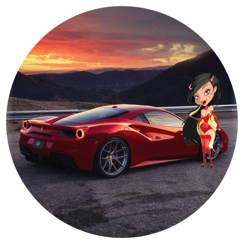 OPŁATEK NA TORT URODZINY FERRARI AUTO SAMOCHÓD POSTAĆ DIABLICA