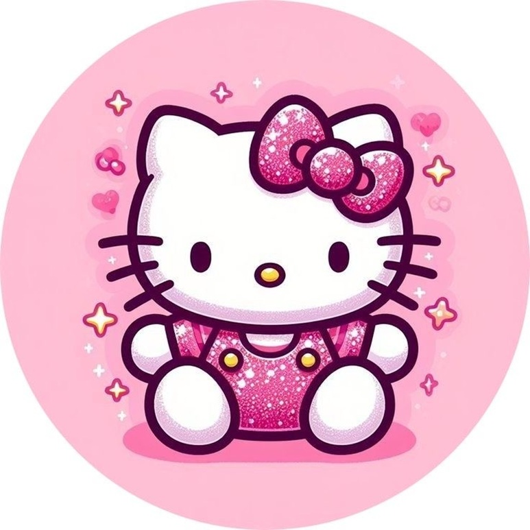 OPŁATEK NA TORT KOTEK HELLO KITTY KOKARDKA