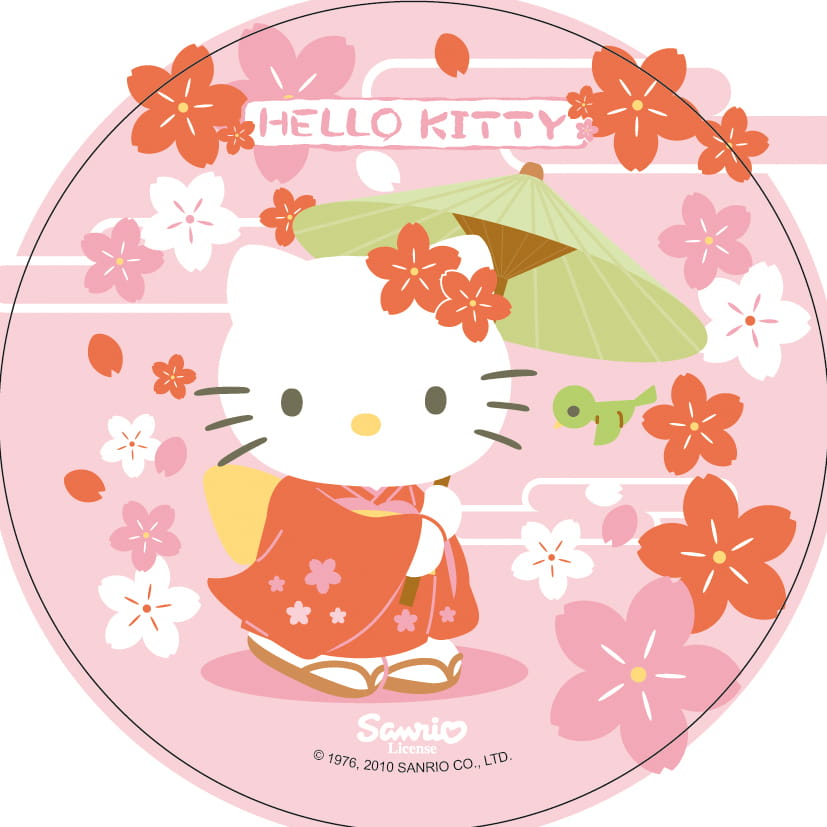 OPŁATEK NA TORT KOTEK HELLO KITTY KWIATY