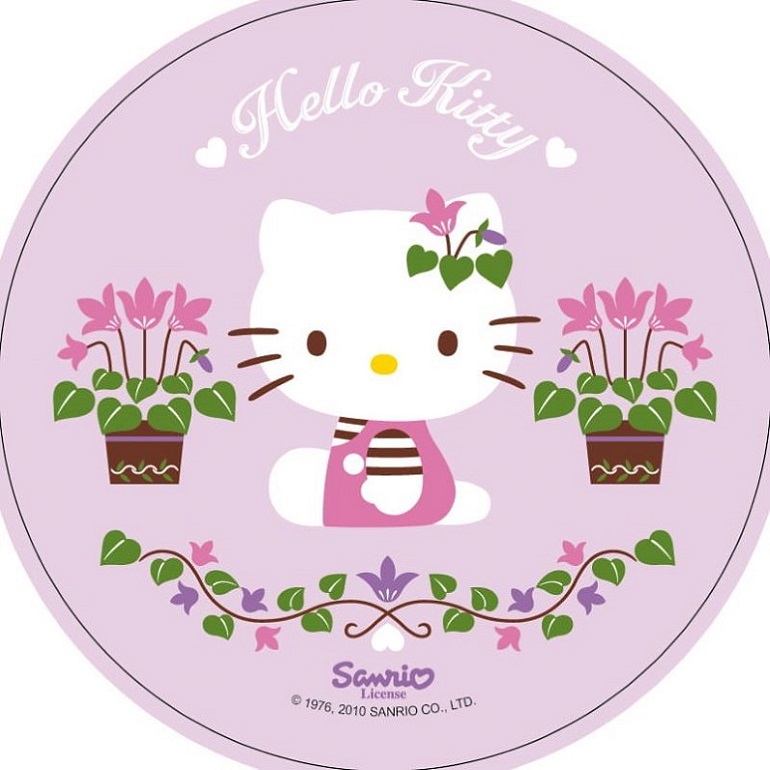OPŁATEK NA TORT KOTEK HELLO KITTY KWIATY