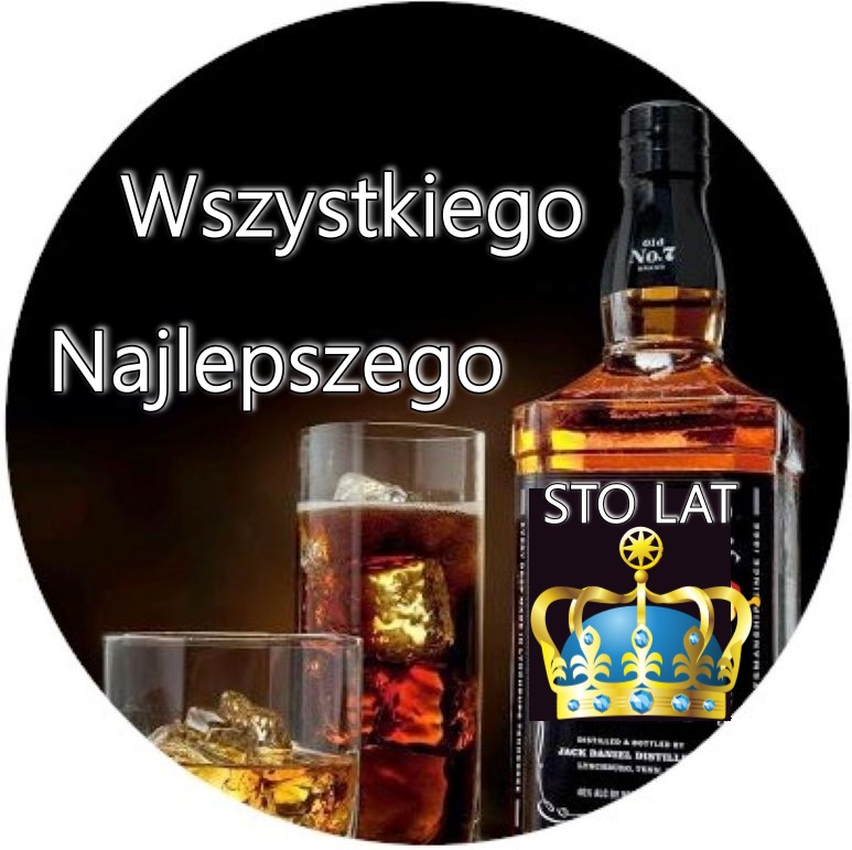 OPŁATEK NA TORT URODZINY 18 30 40 50 WHISKY DANIELS DRINK