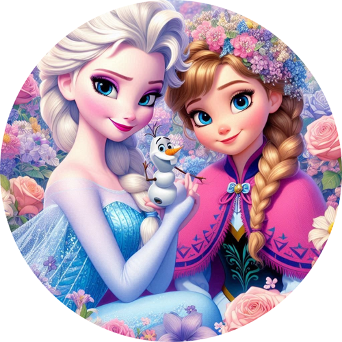 OPŁATEK NA TORT KRAINA LODU ELSA ANNA KWIATY