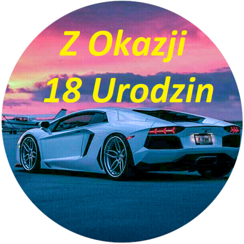 OPŁATEK NA TORT LAMBORGHINI AUTO URODZINY 18