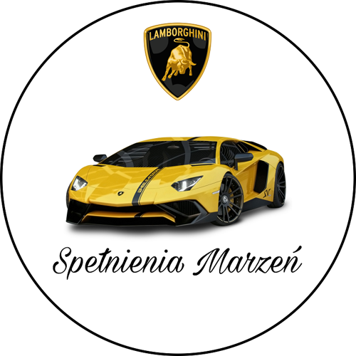 OPŁATEK NA TORT LAMBORGHINI AUTO LOGO TEKST