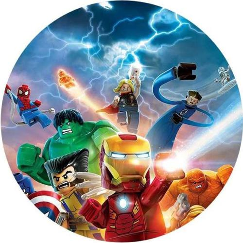 OPŁATEK NA TORT HULK IRON MAN THOR KLOCKI