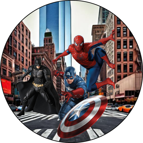 OPŁATEK NA TORT URODZINY BATMAN SPIDERMAN POSTACIE