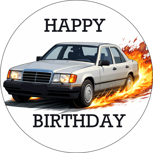 OPŁATEK NA TORT MERCEDES W124 AUTO HAPPY BIRTHDAY