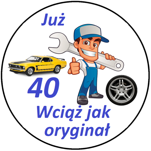OPŁATEK NA TORT URODZINY 40 MECHANIK POSTAĆ