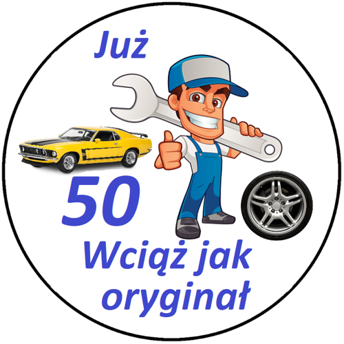 OPŁATEK NA TORT URODZINY 50 MECHANIK POSTAĆ