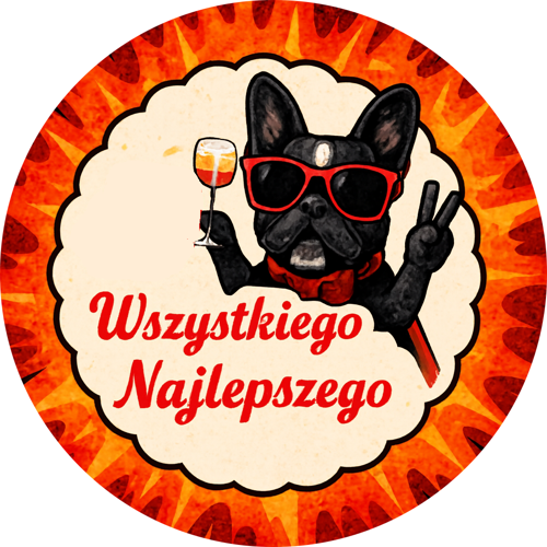 OPŁATEK NA TORT URODZINY PIES PIESEK WHISKY DRINK