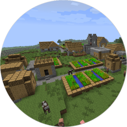 OPŁATEK NA TORT URODZINY MINECRAFT PIXEL WIOSKA
