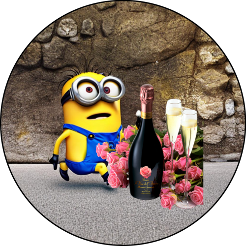 OPŁATEK NA TORT MINION POSTAĆ KWIATY
