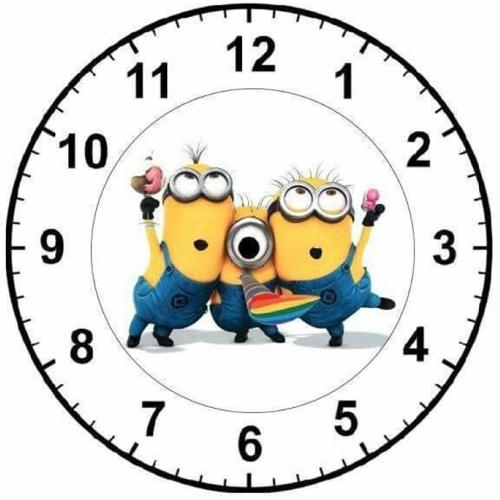 OPŁATEK NA TORT MINIONKI RAZEM ZEGAR