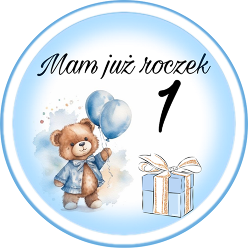 OPŁATEK NA TORT URODZINY ROCZEK MIŚ BALONY