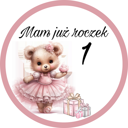 OPŁATEK NA TORT URODZINY ROCZEK MIŚ DLA DZIEWCZYNKI