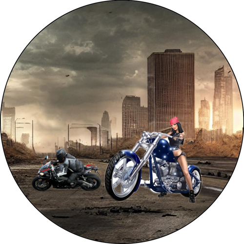 OPŁATEK NA TORT URODZINY MOTOCYKL KOBIETA POSTAĆ