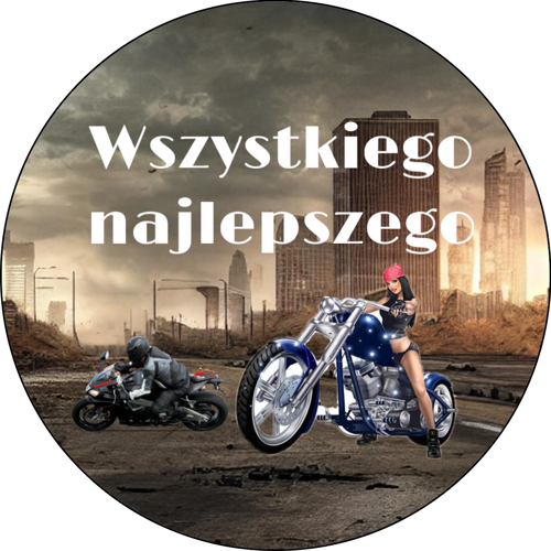 OPŁATEK NA TORT URODZINY MOTOR KOBIETA CHOPPER