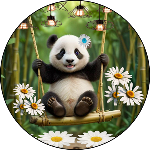 OPŁATEK NA TORT URODZINY MIŚ PANDA MISIU KWIATY