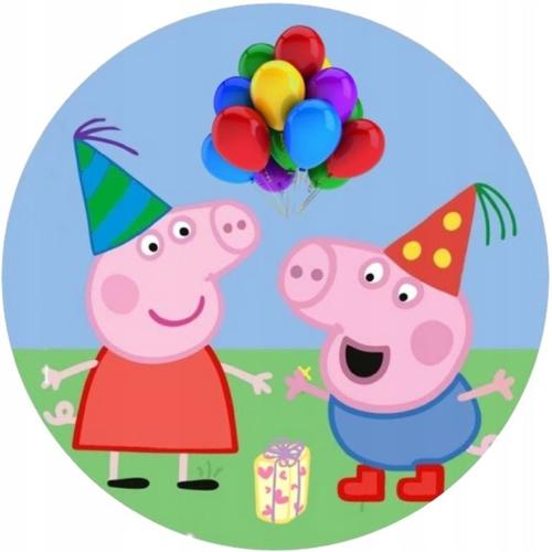 OPŁATEK NA TORT URODZINY ŚWINKA PEPPA BALONY