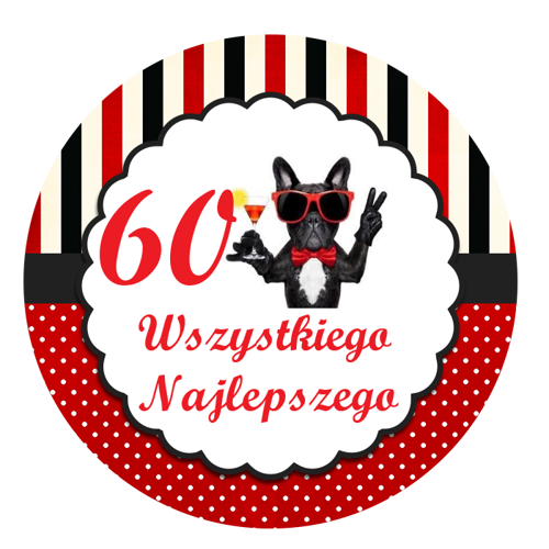 OPŁATEK NA TORT URODZINY 60 PIESEK PIES