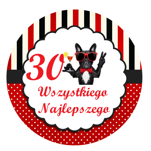 OPŁATEK NA TORT URODZINY 30 PIES PIESEK