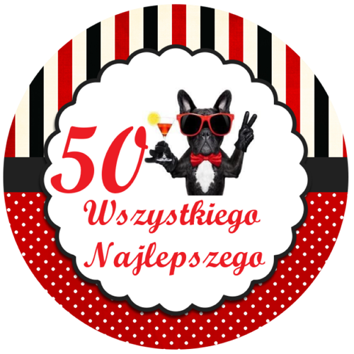 OPŁATEK NA TORT URODZINY 50 PIESEK PIES