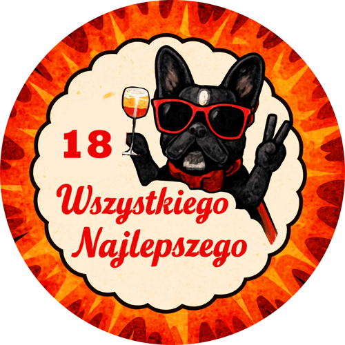 OPŁATEK NA TORT URODZINY 18 PIESEK