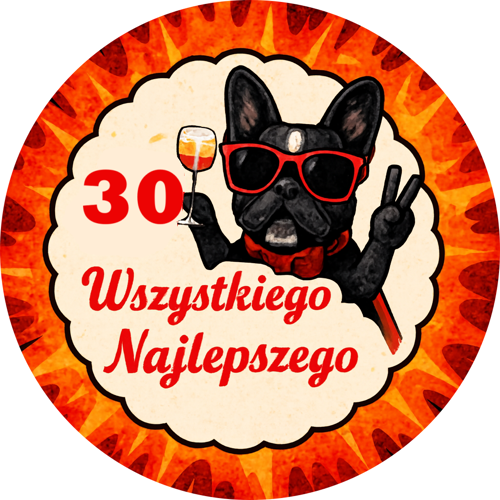 OPŁATEK NA TORT URODZINY 30 PIESEK